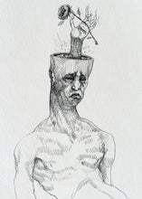 homem afogado em si tentando salvar um detalhe — Desenho Original