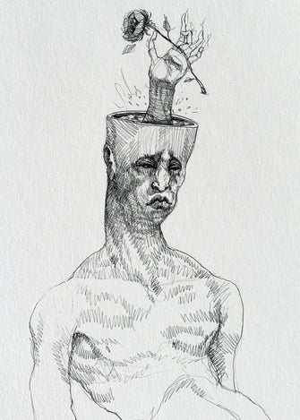 homem afogado em si tentando salvar um detalhe — Desenho Original