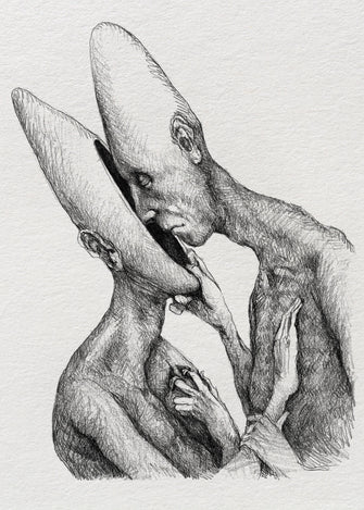 homem beijando alguém que não está lá — Desenho Original