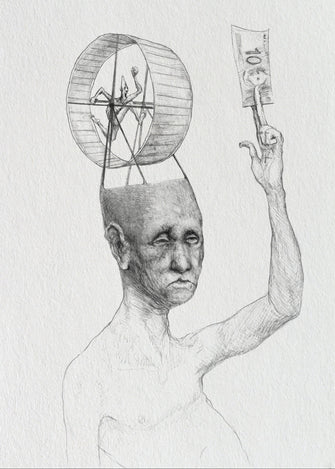 homem correndo para vencer na vida, parado — Desenho Original