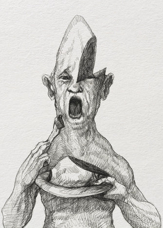 homem saboreando a parte mais amarga de si — Desenho Original