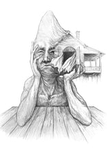 homem cheio de uma casa vazia, na memória — Desenho Original
