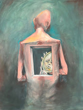 homem refletindo por onde o tempo passou — Pintura original
