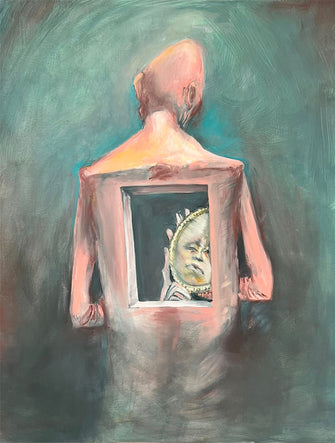 homem refletindo por onde o tempo passou — Pintura original