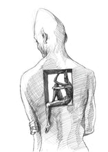 homem sentado à beira de uma lembrança — Desenho Original